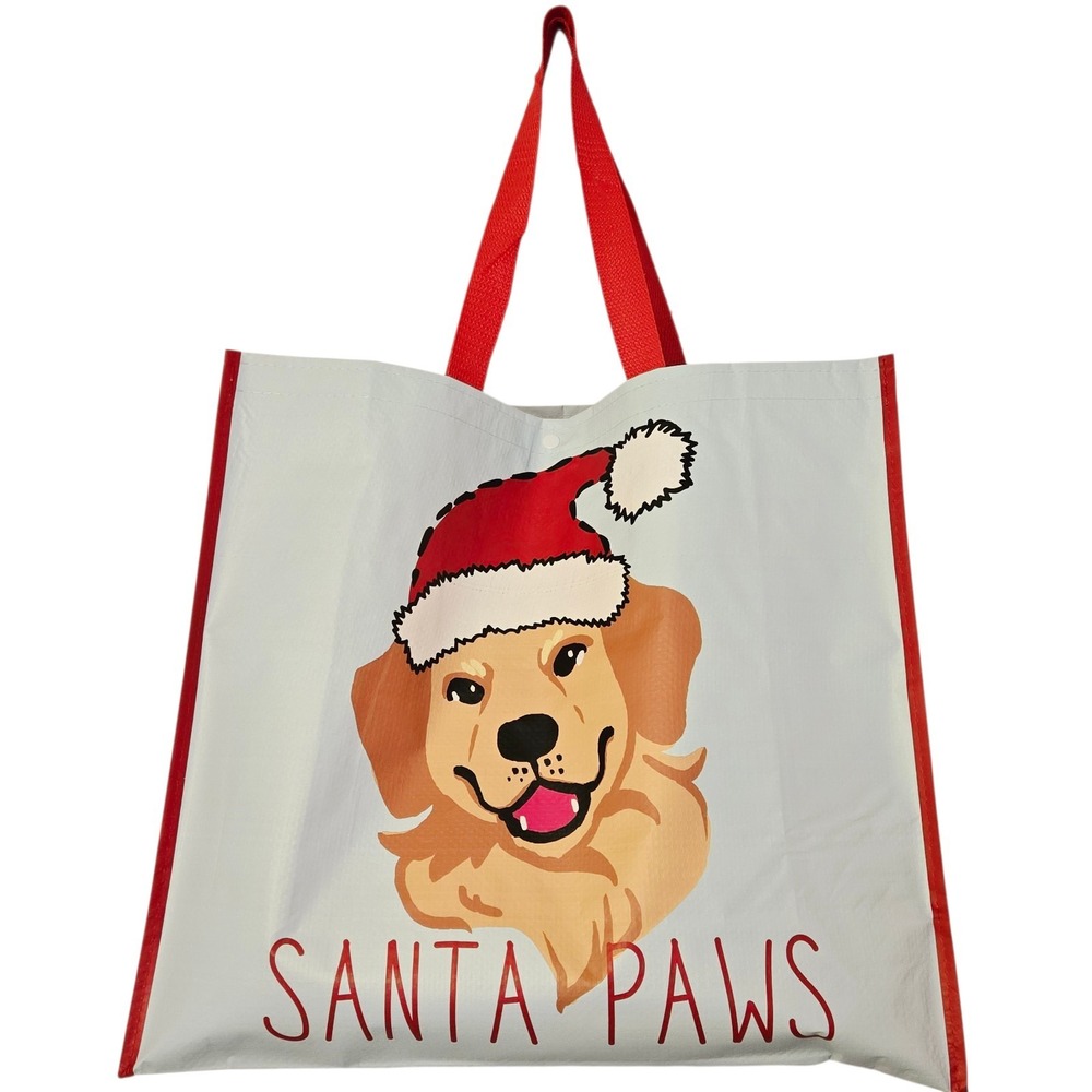 Christmas Dog Santa Paws Hat Golden Retriever Puppy Lab Tote Bag Gift TJ Maxx